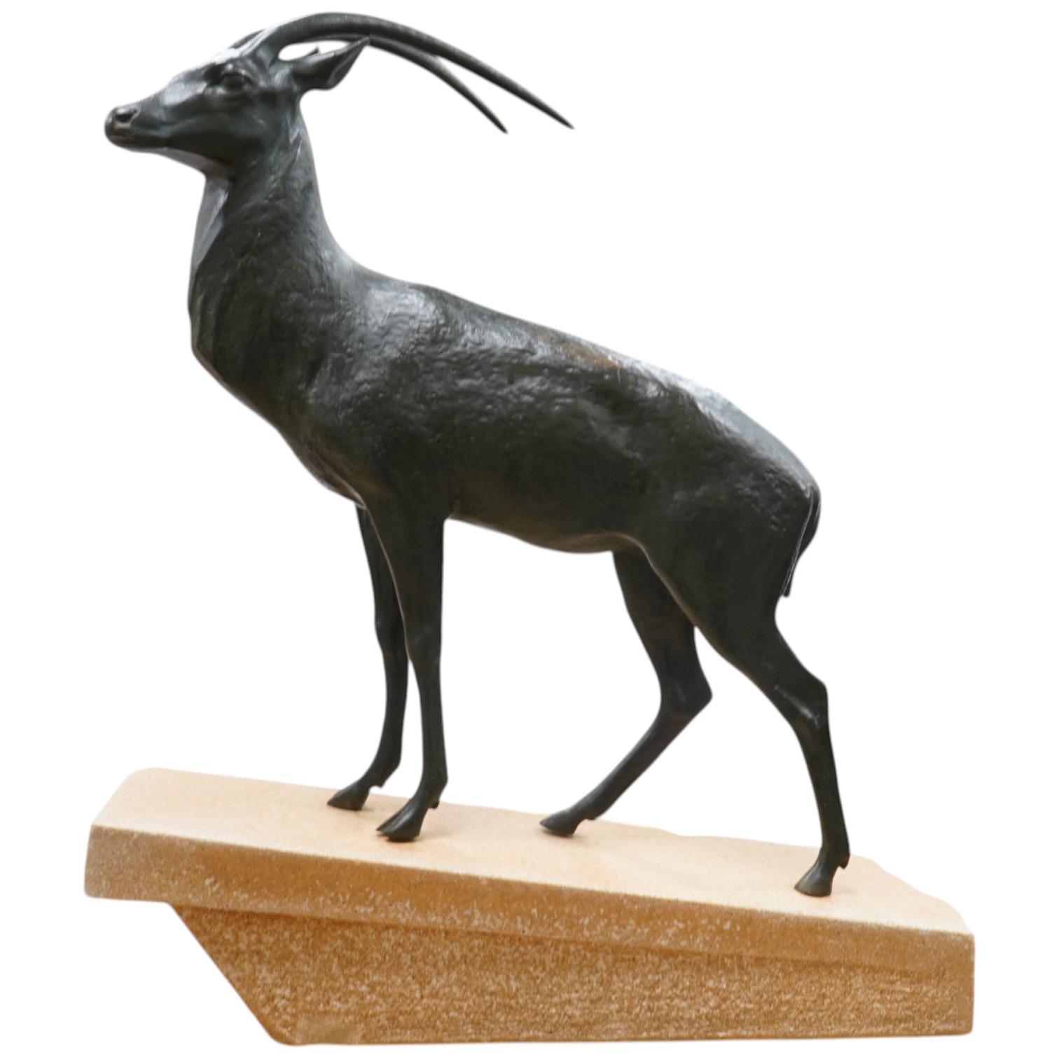Max Le Verrier - Bronze Oryx on stand, 40.5cm wide x 48cm high
